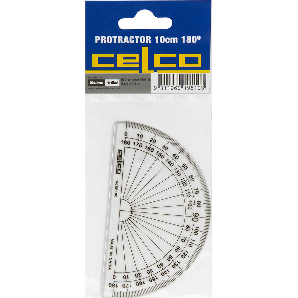 Image for CELCO PROTRACTOR 180 DEGREES 100MM HANGSELL from York Stationers