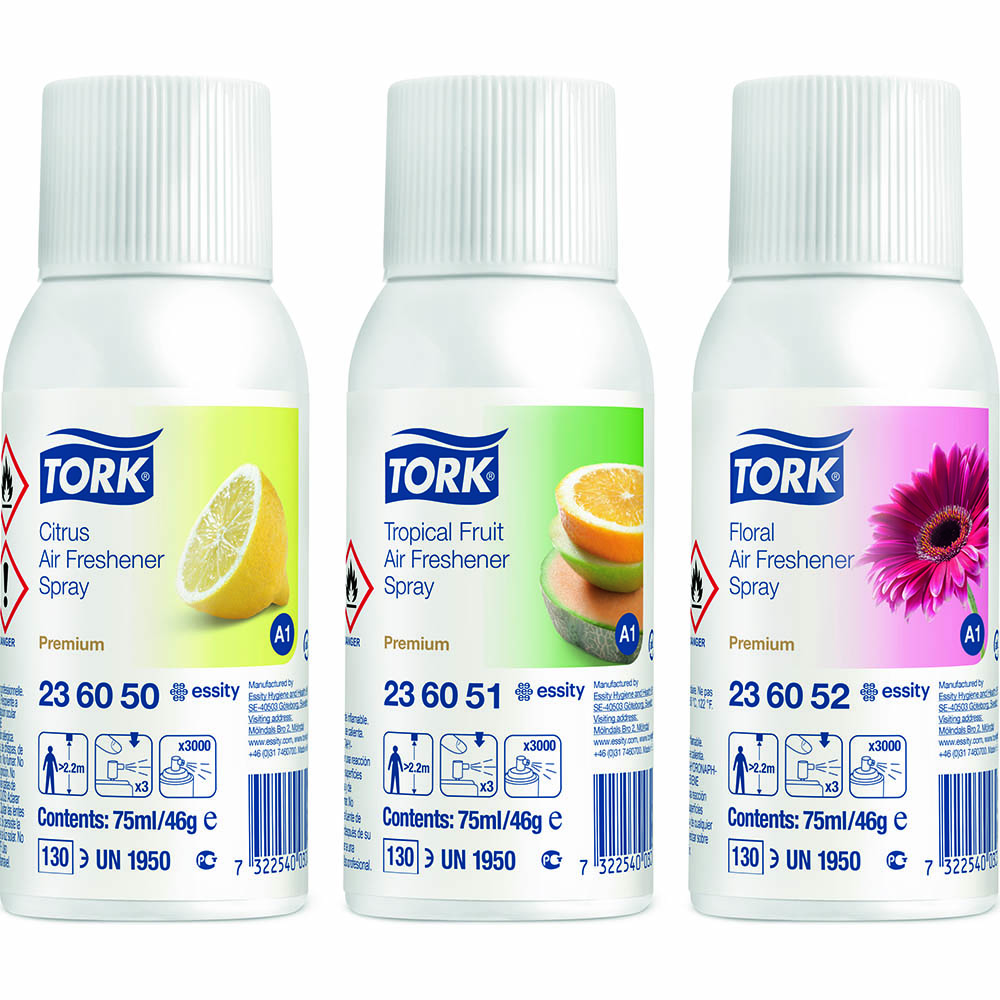 Image for TORK 236056 A1 AIR FRESHENER SPRAY MIXED PACK 75ML CARTON 12 from York Stationers