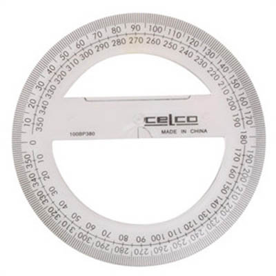 Image for CELCO PROTRACTOR 360 DEGREES 100MM HANGSELL from Prime Office Supplies