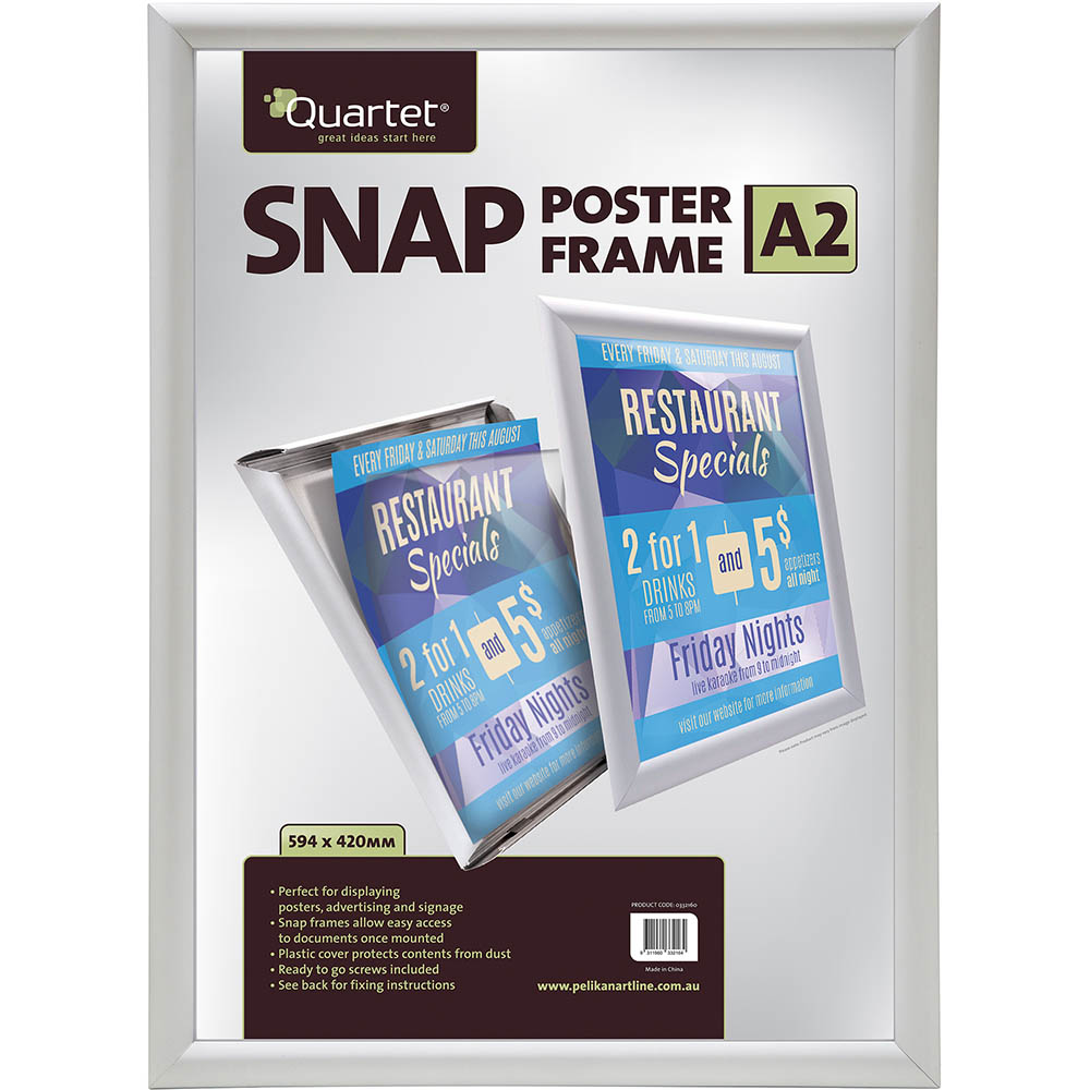 Image for QUARTET INSTANT SNAP POSTER FRAME A2 SILVER from Mercury Business Supplies
