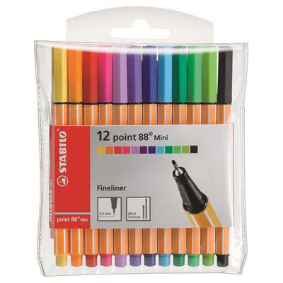 Image for STABILO 88 POINT FINELINER PEN 0.4MM MINI WALLET WALLET 12 from BusinessWorld Computer & Stationery Warehouse