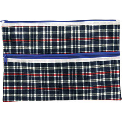 Image for CELCO TARTAN PENCIL CASE 2 ZIP 375 X 264MM from Second Office