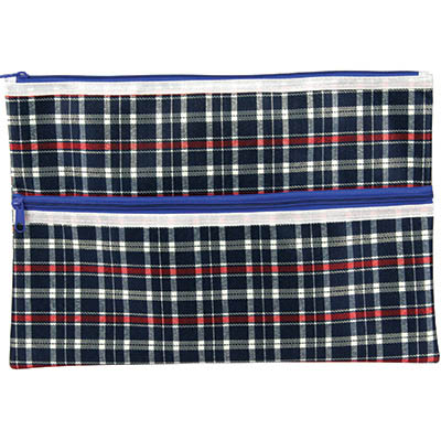 Image for CELCO TARTAN PENCIL CASE 2 ZIP 375 X 264MM from Office Heaven