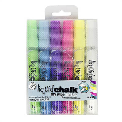 Image for TEXTA LIQUID CHALK MARKER DRY WIPE BULLET 4.5MM ASSORTED WALLET 6 from Challenge Office Supplies