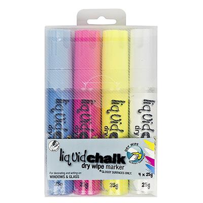 Image for TEXTA LIQUID CHALK MARKER DRY WIPE CHISEL 15MM ASSORTED WALLET 4 from Challenge Office Supplies