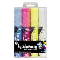 texta liquid chalk marker wet wipe chisel 15mm assorted wallet 4