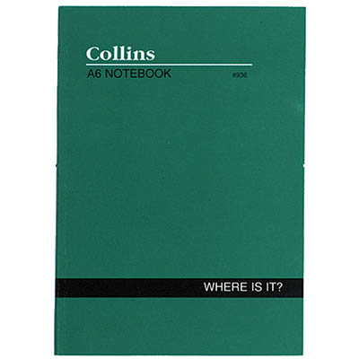 Image for COLLINS NOTEBOOK WHERE IS IT A-Z INDEX 120 PAGE A6 GREEN from BusinessWorld Computer & Stationery Warehouse