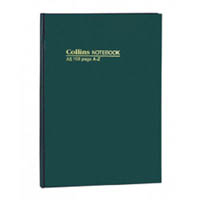 collins casebound notebook a-z index 96 page c7 green