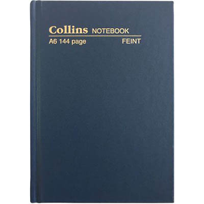 Image for COLLINS CASEBOUND NOTEBOOK FEINT RULED 144 PAGE A6 BLUE from BusinessWorld Computer & Stationery Warehouse