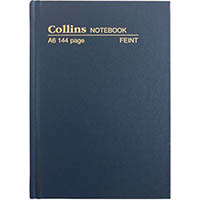 collins casebound notebook feint ruled 144 page a6 blue