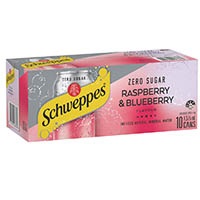 schweppes infused natural mineral water can 375ml raspberry & blueberry pack 10