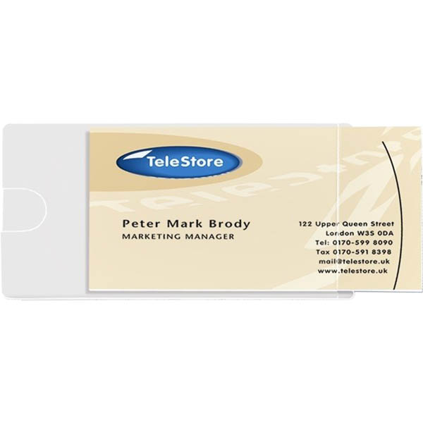 Image for 3L BUSINESS CARD POCKET SELF-ADHESIVE SHORT SIDE 95 X 60MM CLEAR PACK 100 from Mitronics Corporation