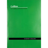 collins a24 series analysis book 8 money column feint ruled stapled 24 leaf a4 green