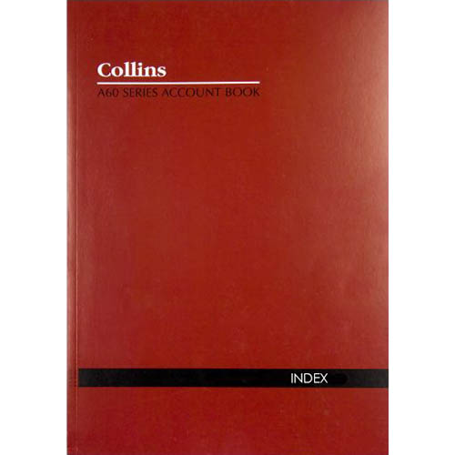 COLLINS A60 SERIES ACCOUNT BOOK INDEX THROUGH FEINT RULED STAPLED 60 LEAF A4 RED |  | 7035091i