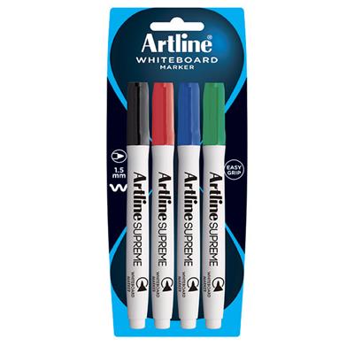 Image for ARTLINE SUPREME ANTIMICROBIAL WHITEBOARD MARKER BULLET 1.5MM ASSORTED PACK 4 from Challenge Office Supplies