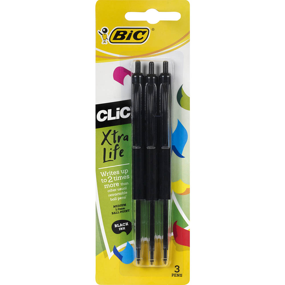 Image for BIC CLIC RETRACTABLE BALLPOINT PEN 1.0MM BLUE PACK 3 from BusinessWorld Computer & Stationery Warehouse