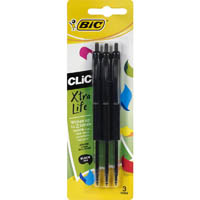 bic clic retractable ballpoint pen 1.0mm blue pack 3
