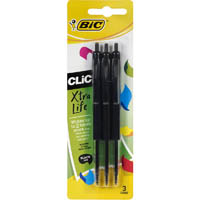 bic clic retractable ballpoint pen 1.0mm black pack 3