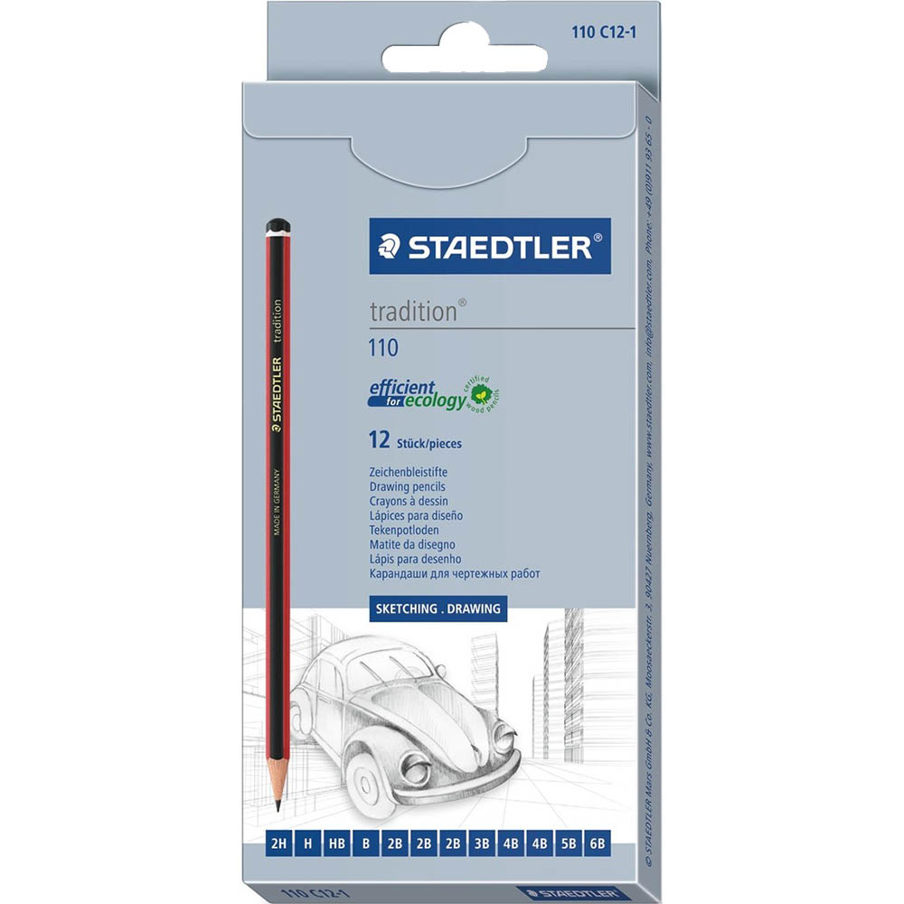 Image for STAEDTLER 110 TRADITION GRAPHITE PENCILS 9 ASSORTED DEGREES BOX 12 from Office Heaven