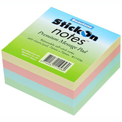 Image for STICK-ON NOTES CUBE 400 SHEETS 76 X 76MM PASTEL from Positive Stationery