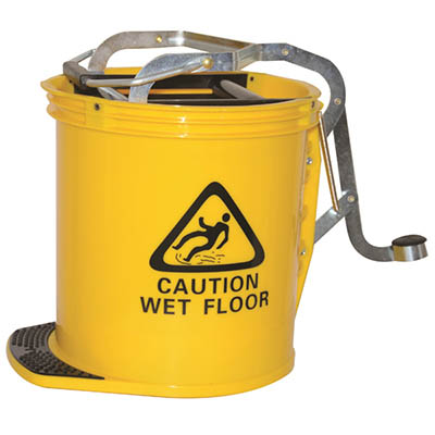 Image for CLEANLINK MOP BUCKET HEAVY DUTY METAL WRINGER 16 LITRE YELLOW from Australian Stationery Supplies