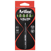 artline 200 fineliner pen 0.4mm lime green box 12