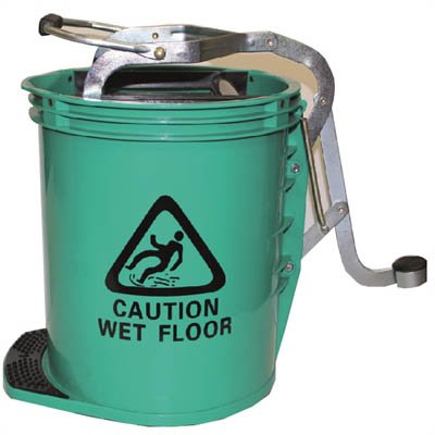 Image for CLEANLINK MOP BUCKET HEAVY DUTY METAL WRINGER 16 LITRE GREEN from That Office Place PICTON