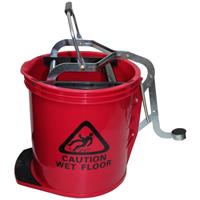 cleanlink mop bucket heavy duty metal wringer 16 litre red