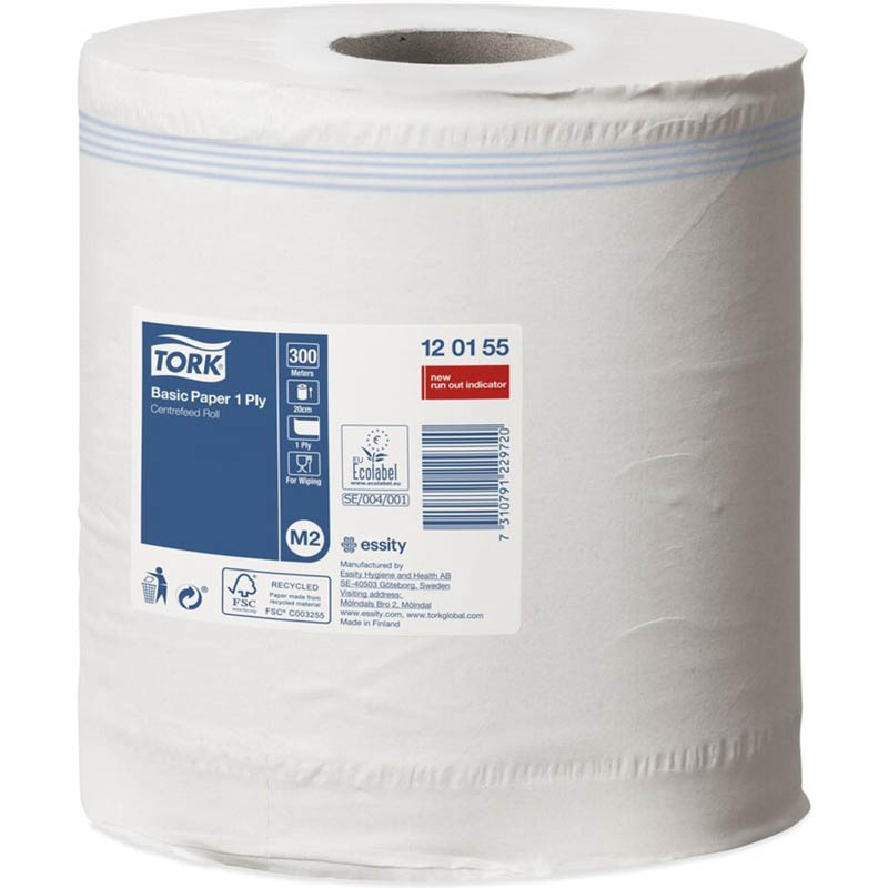 Image for TORK 120155 M2 BASIC CENTREFEED PAPER TOWEL 1-PLY 200MM X 300M WHITE CARTON 6 from Prime Office Supplies