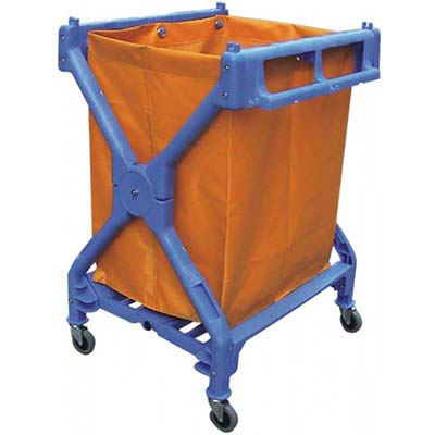 Image for CLEANLINK SCISSOR TROLLEY WITH BAG YELLOW/BLUE from Mitronics Corporation