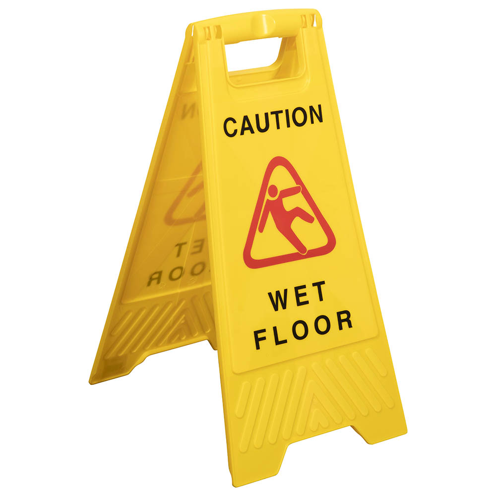 Image for CLEANLINK SAFETY A-FRAME SIGN WET FLOOR 430 X 280 X 620MM YELLOW from ALLBIZ Office Supplies