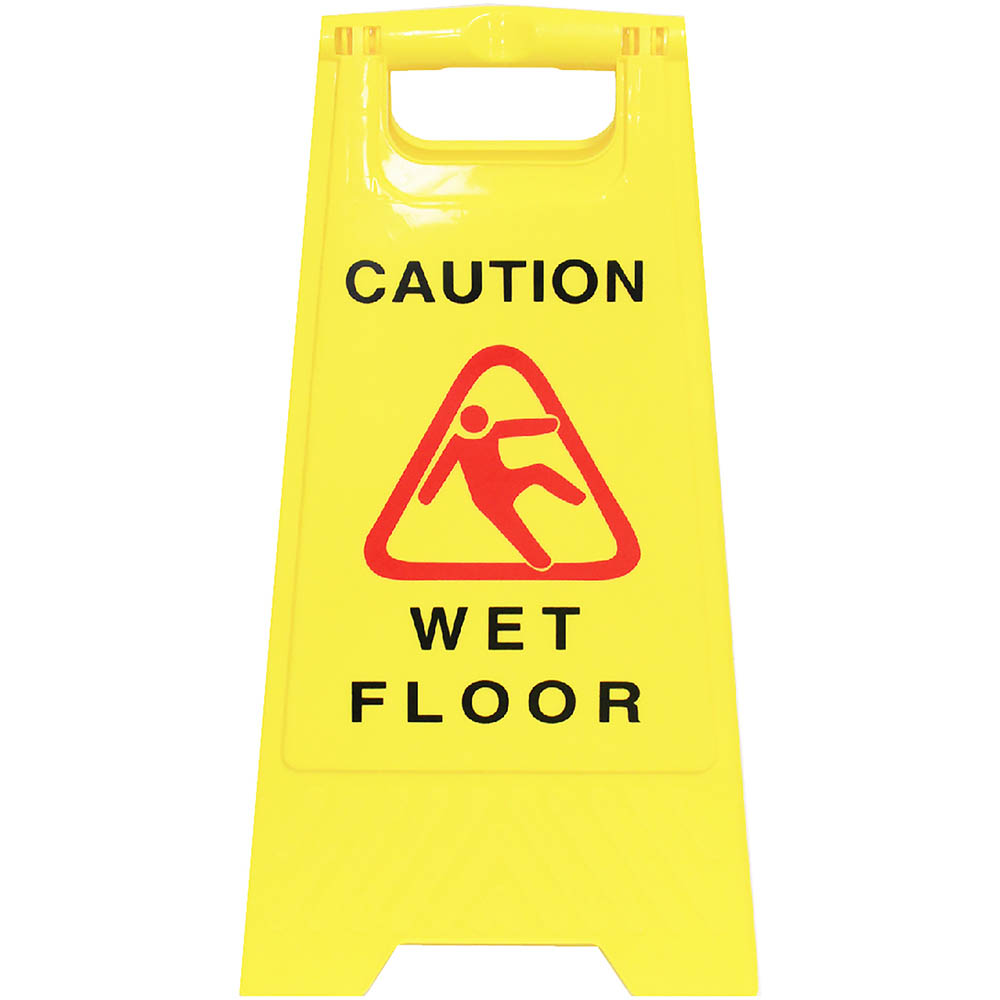 Image for CLEANLINK SAFETY A-FRAME SIGN WET FLOOR 430 X 280 X 620MM YELLOW from BusinessWorld Computer & Stationery Warehouse