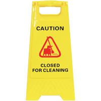 cleanlink safety a-frame sign closed for cleaning 430 x 280 x 620mm yellow