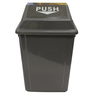 Image for CLEANLINK RUBBISH BIN WITH SWING LID 40 LITRE GREY from Challenge Office Supplies