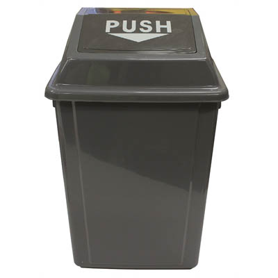 Image for CLEANLINK RUBBISH BIN WITH SWING LID 60 LITRE GREY from Challenge Office Supplies