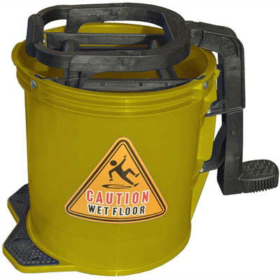 Image for CLEANLINK MOP BUCKET HEAVY DUTY PLASTIC WRINGER 16 LITRE YELLOW from Challenge Office Supplies