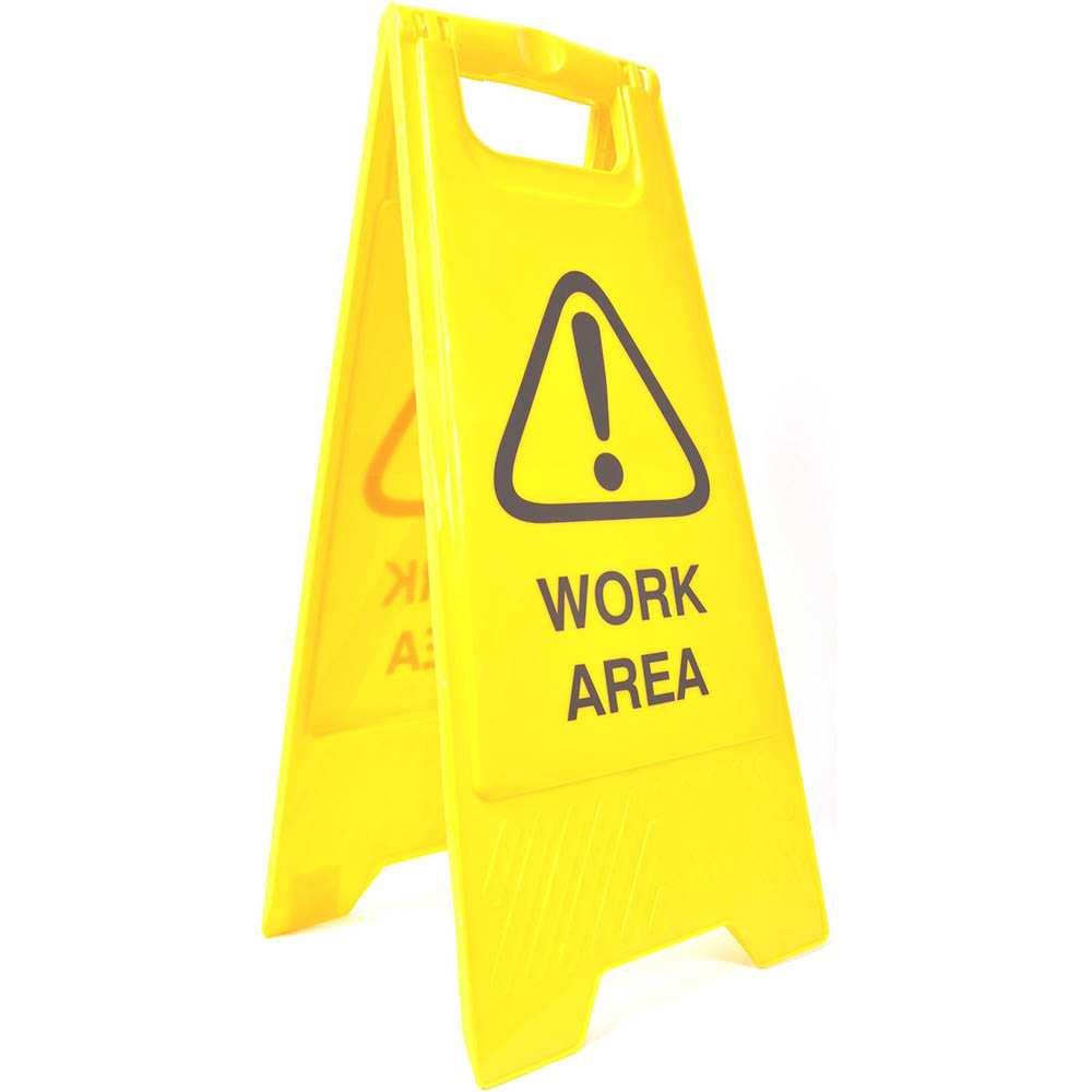Image for CLEANLINK SAFETY A-FRAME SIGN WORK AREA 430 X 280 X 620MM YELLOW from Office Heaven