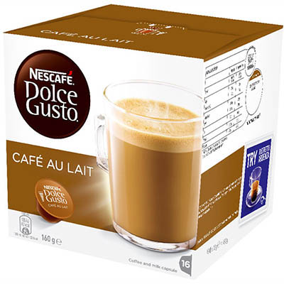 Image for NESCAFE DOLCE GUSTO COFFEE CAPSULES CAFE AU LAIT PACK 16 from Clipboard Stationers & Art Supplies