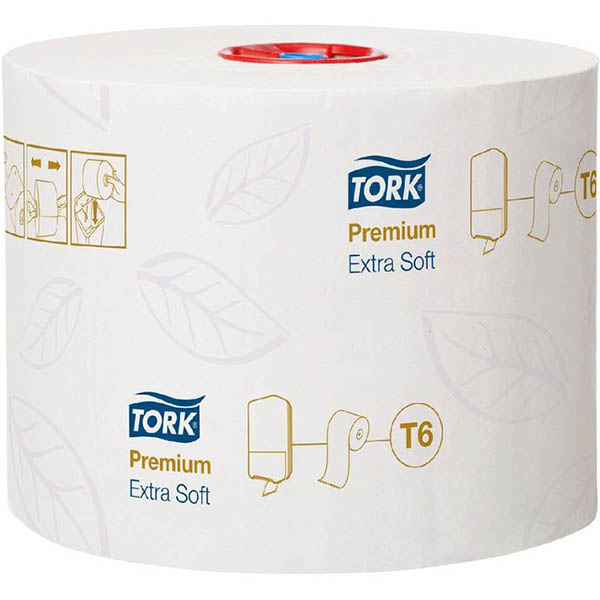 Image for TORK 127510 T6 PREMIUM MID-SIZE TOILET ROLL 3-PLY 70M WHITE ROLL CARTON 27 from Mitronics Corporation