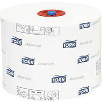 tork 127530 t6 advance mid-size toilet roll 2-ply 100m white roll carton 27