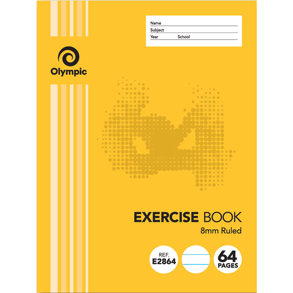 Image for OLYMPIC E2864 EXERCISE BOOK 8MM FEINT RULED 55GSM 64 PAGE 225 X 175MM from Challenge Office Supplies