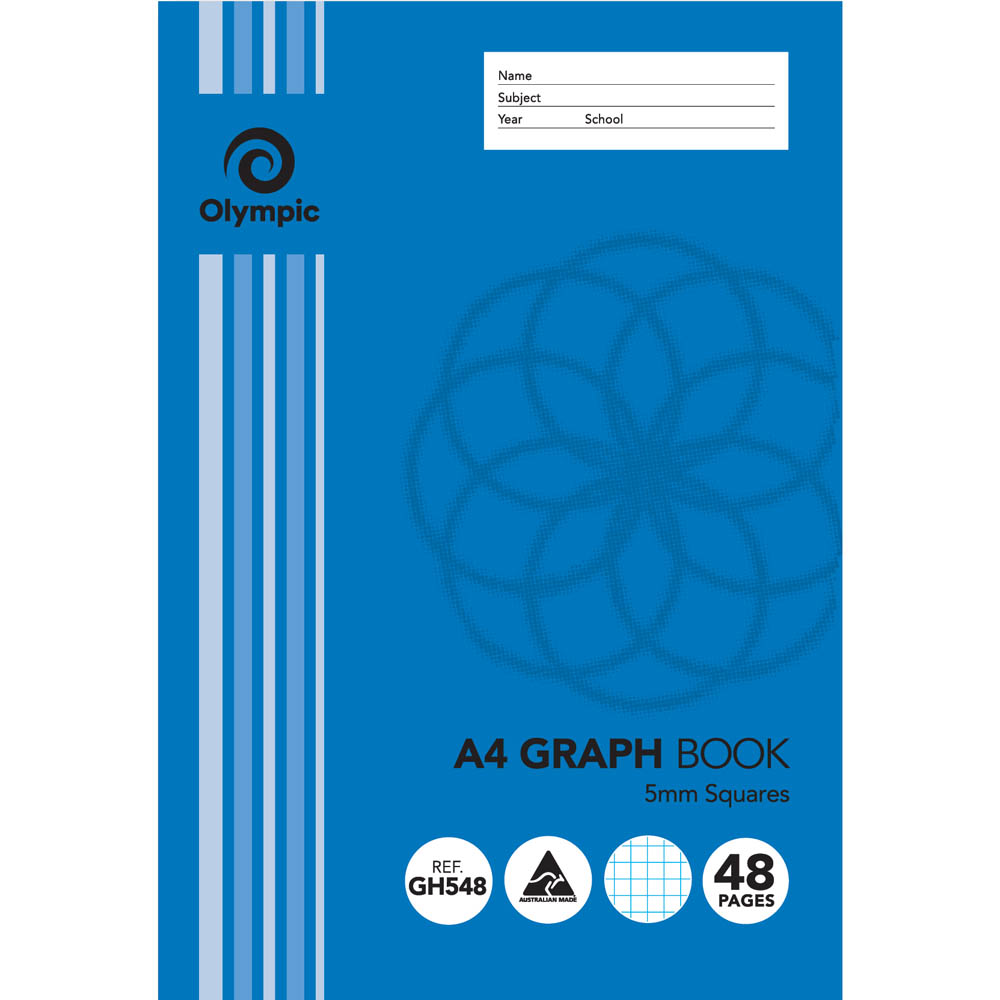 Image for OLYMPIC GH548 GRAPH BOOK 5MM SQUARES 48 PAGE 55GSM A4 from Memo Office and Art