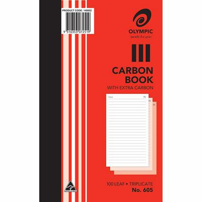 Image for OLYMPIC 605 CARBON BOOK TRIPLICATE FEINT RULED 100 LEAF 200 X 125MM from That Office Place PICTON