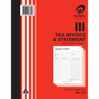 Image for OLYMPIC 627 INVOICE AND STATEMENT BOOK CARBON TRIPLICATE 100 LEAF 200 X 250MM from Mitronics Corporation