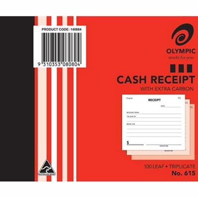 Image for OLYMPIC 615 CASH RECEIPT BOOK CARBON TRIPLICATE 100 LEAF 100 X 125MM from SNOWS OFFICE SUPPLIES - Brisbane Family Company