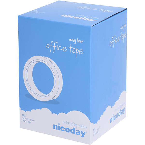 Image for NICEDAY OFFICE TAPE 12MM X 66M CLEAR BOX 12 from Challenge Office Supplies