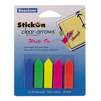 Image for STICK-ON ARROW FLAGS 25 SHEETS 12 X 45MM ASSORTED PACK 5 from Clipboard Stationers & Art Supplies