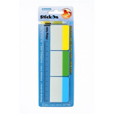 Image for STICK-ON FILING TABS 30 SHEETS 37 X 50MM ASSORTED PACK 30 from Positive Stationery