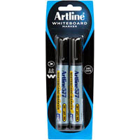 artline 577 whiteboard marker bullet 3mm black pack 2 hangsell