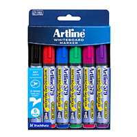 artline 579 whiteboard marker chisel 5mm assorted wallet 6